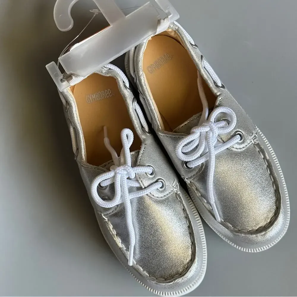 Gymboree  Little Girl’s Size 13 Silver Canvas Shoes Tennis Flat Sneakers…